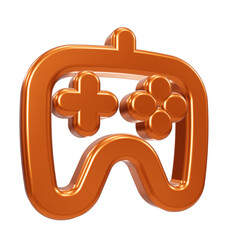 Shiny 3D metallic orange gamepad icon symbol © MonMon