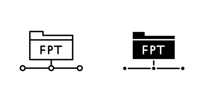FTP icon flat outline in black