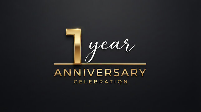 Modern anniversary celebration design with 1 year text