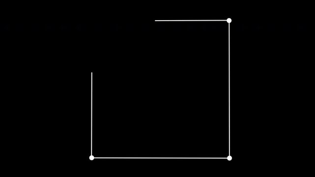 White rectangle outline shape with four nodes drawing, hud overlay element