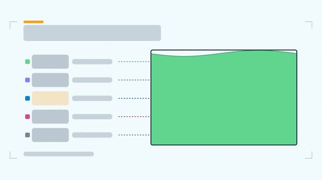Seamless 4K looping animation of a rock layers infographic template with layers growing. Flat vector shapes, icons and grey text placeholders animate on a clean light background in fresh green tones, 