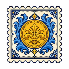 Ornate floral ornament with a central fleur de lis vector illustration © Fahim