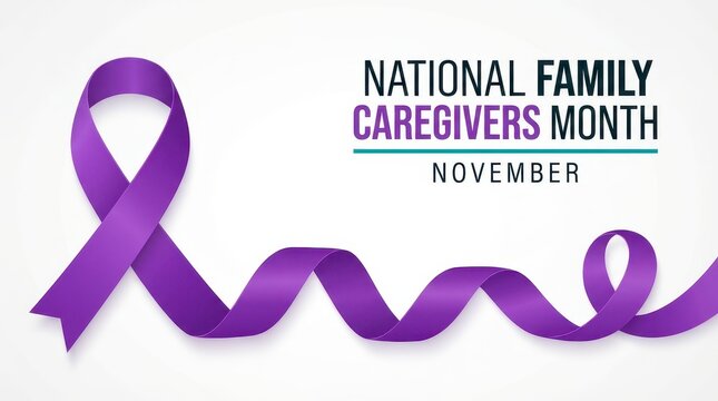 National Family Caregivers Month purple ribbon awareness graphic