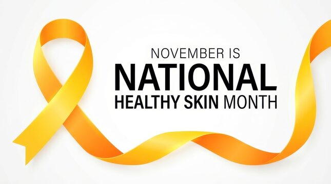 National Healthy Skin Month awareness ribbon design with text
