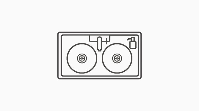 Turntable with dual vinyl record players and tone arm controls icon