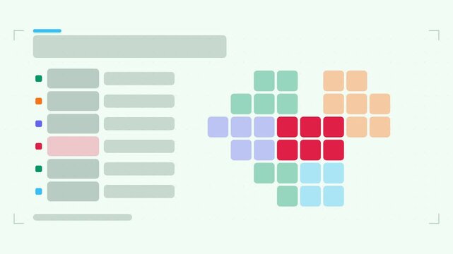 Animated region map infographic in a modern flat vector style, regions highlighting in a smooth 4K loop. Blank text placeholders and fresh green accents sit on a bright light background so headings an