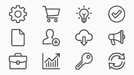 Fototapeta premium Professional icons set for business marketing and digital strategy concepts