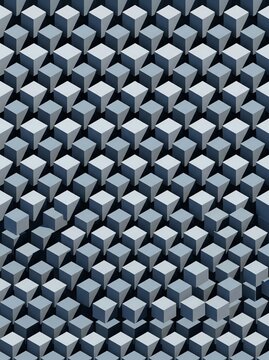 Abstract background featuring repeating isometric cube patterns in blue shades with soft directional lighting and minimal professional graphic design style