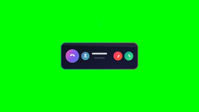 Incoming smartphone call interface animation on green screen background for video compositing