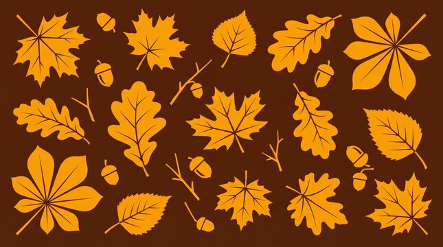 Fall season leaves and acorns pattern vektor illustration