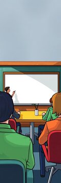 Illustrative business meeting presentation whiteboard chalkboard background, vector, team