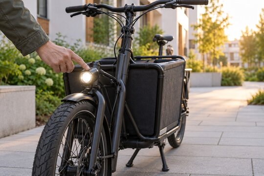 Testing a Cargo Bicycle Front Light in a Courtyard