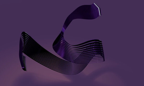 Purple 3D Strips Rendered above a Violet Surface