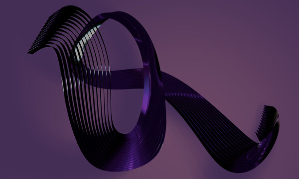 Dark violet 3D ribbon looping on purple