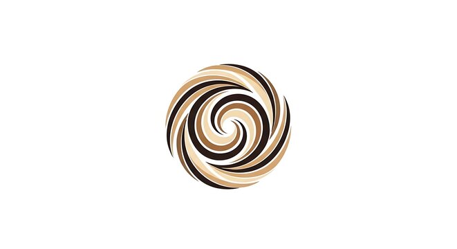 Swirling brown and cream abstract logo design on white background