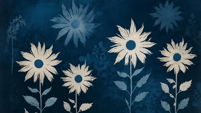 cyanotype sunflowers
