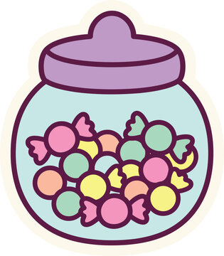 Y2K-inspired candy jar filled with colorful gummies for retro