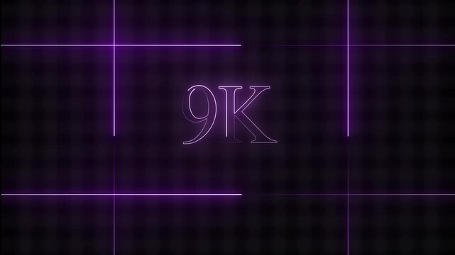 Glowing purple grid background with 9k logo design