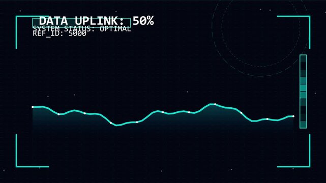 Futuristic HUD Data Analysis Interface with Waveform Graph and System Status