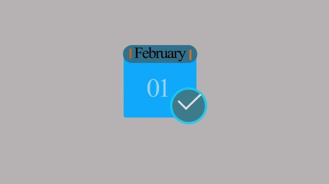 Modern calendar icon showing february first date