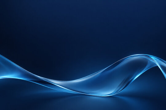Translucent blue ribbon on a dark navy abstract background