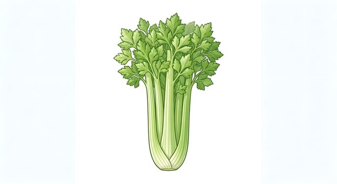 Healthy Organic Vegetable Celery Stalk Cartoon Style Vector Design