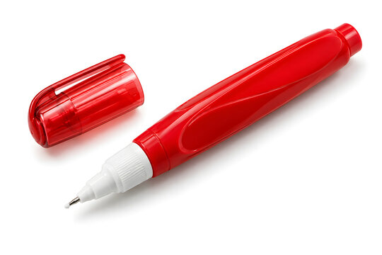 Red Correction Pen Isolated on White Background