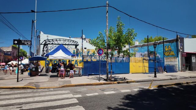 Street scene and murals in La Boca neighborhood, Buenos Aires, Argentina