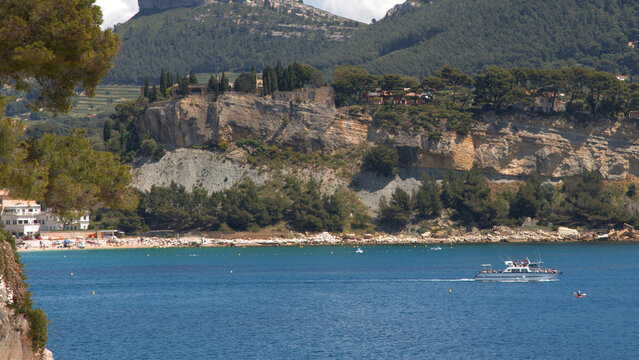 Tour Boat Cruising Along the Coast of Cassis France