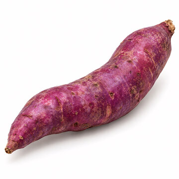 a fresh purple sweet potato on a white background
