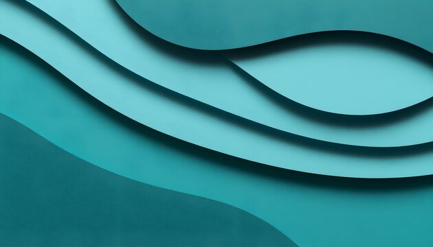 Layered paper cut waves in teal tones
