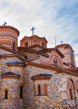 Byzantine brick and stone architecture at Plaosnik in Ohrid
