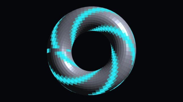futuristic digital torus glowing blue light abstract shape