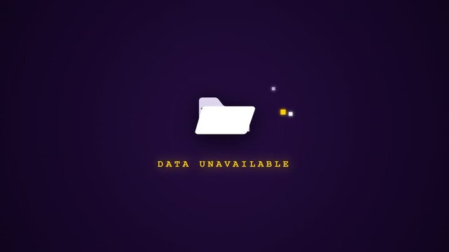 Digital folder icon displaying data unavailable error message. 4K video