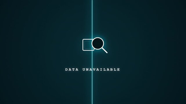 Data unavailable system error message on dark blue digital background. 4K video