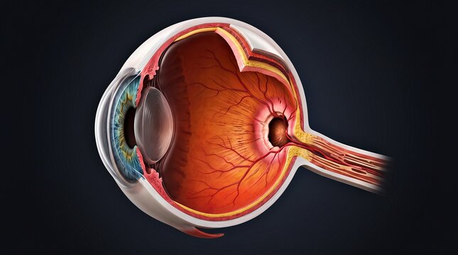 Medical visualization illustrating optic nerve damage associated with glaucoma and its effect on ocular health and vision.