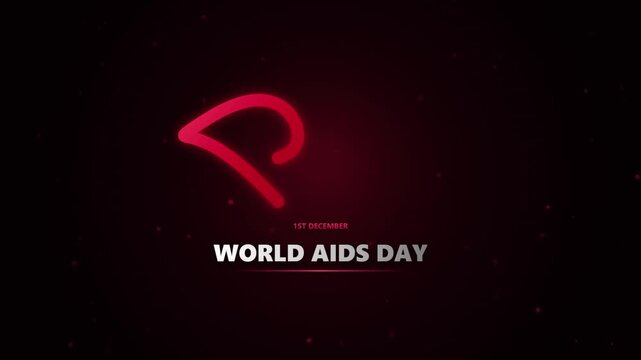 World AIDS Day banner with a glowing red ribbon symbol and December first date typography