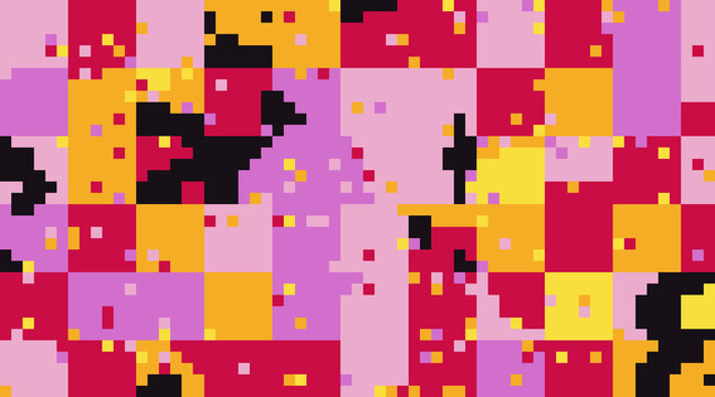 Abstract geometric digital pixel art mosaic background as transparent PNG