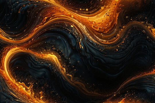 Abstract black and gold marble fluid texture