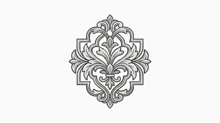 Elegant Floral Fleur de lis Ornament with Geometric Border for Branding and Decoration © Sikin