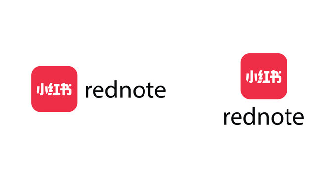 Rednote App Logo and Text Variations, Editorial Use Only