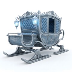 Fototapeta premium Enchanted Winter Sleigh Carriage with Glowing Lanterns.