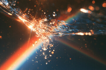 Fototapeta premium Macro Photography of Holographic Signal Waves and Intricate Rainbow Light Effects
