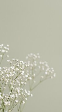 Minimalist Delicate White Baby's Breath Flowers on a Soft Green Background