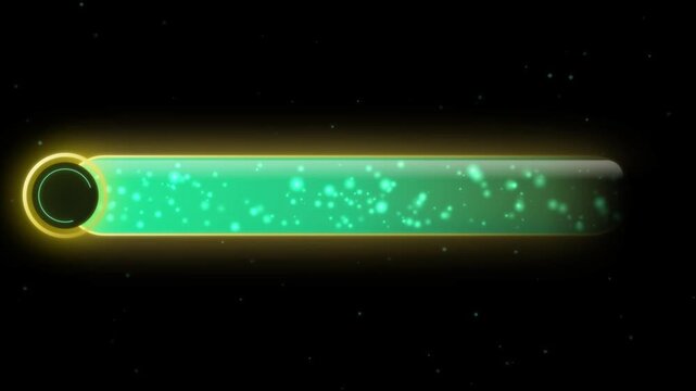 Neon green glowing lower third banner with particle effects and circular hud for modern broadcast motion neon