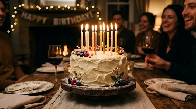 Birthday Celebration with Friends and Cake.