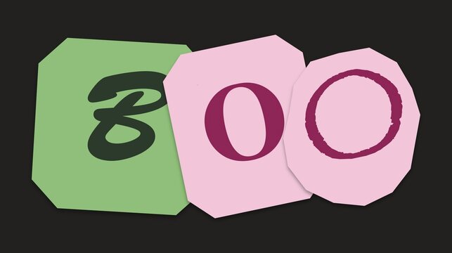 Colorful geometric dice with numbers eight hundred
