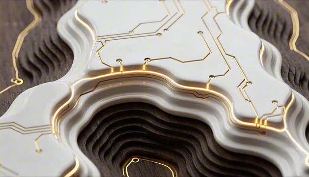 dark wood and white ceramic topographic terrain map