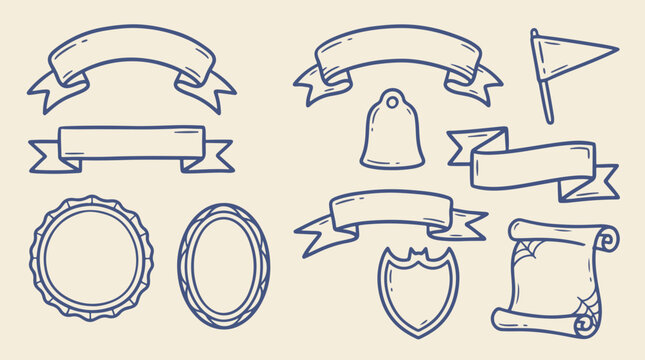 Halloween blank banners ribbons labels and badge shapes vector set