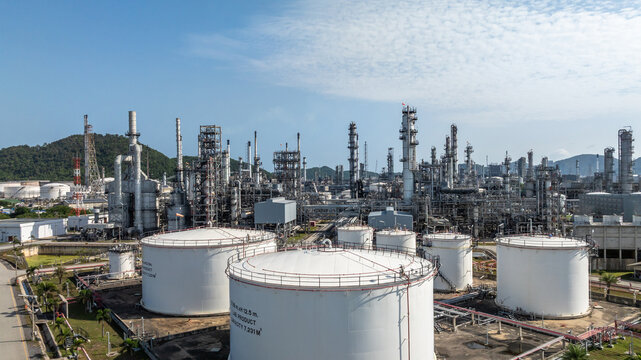 Aerial view oil refinery, Refinery plant, Refinery factory.